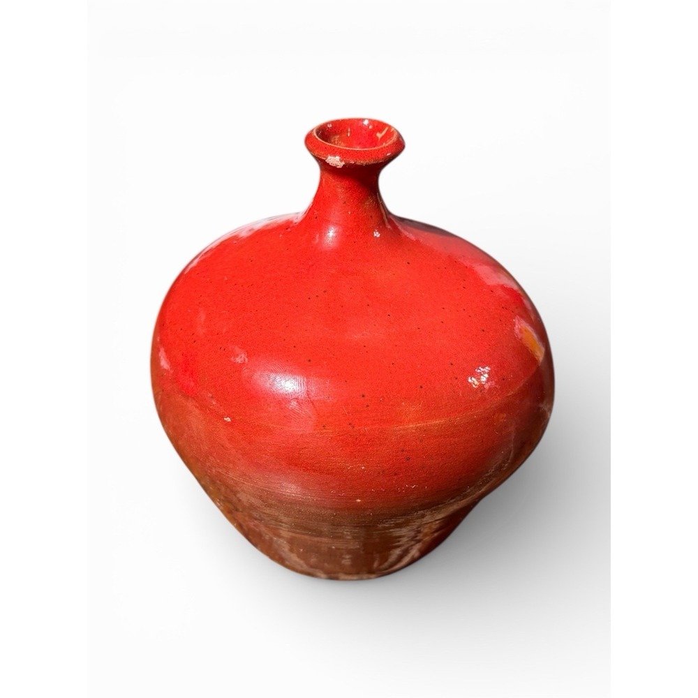 Celtic Pottery‎ GADDY Handmade Red Vase Narrow Neck 6.5 Inch